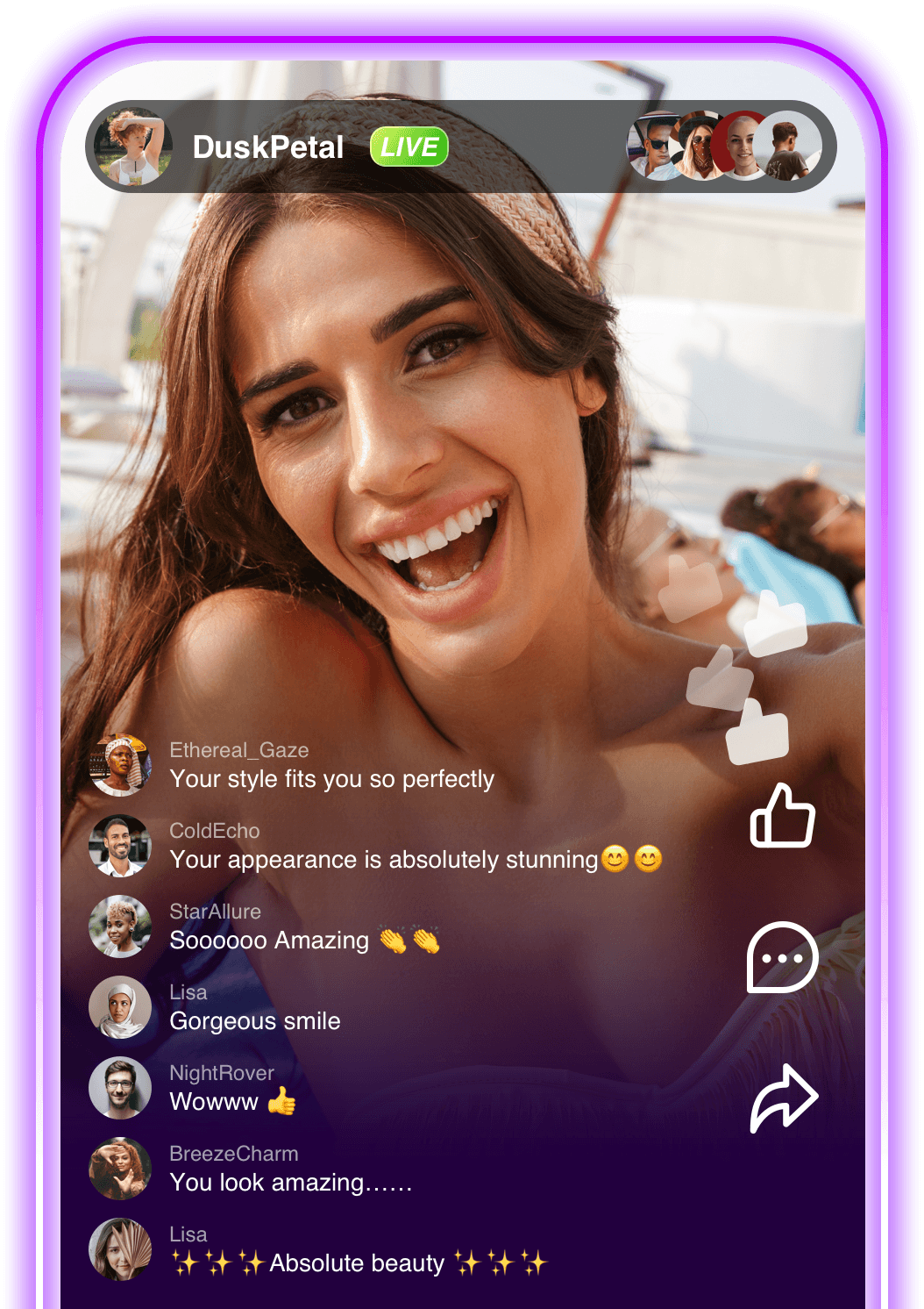 ViaChat live stream interface